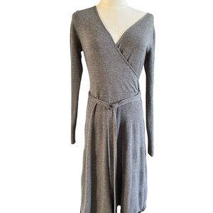PattyBoutik Heather Gray Long Sleeve Wrap Dress